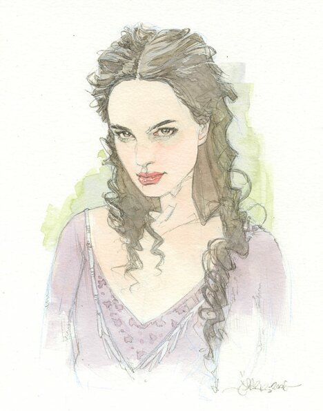 Padme SOLD 250 Pencil and watercolour wash